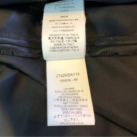 MSGM Satin High Shine Faux Wrap Asymmetrical  Puff Sleeve Bow Tie Mini Dress NEW - Picture 14 of 16